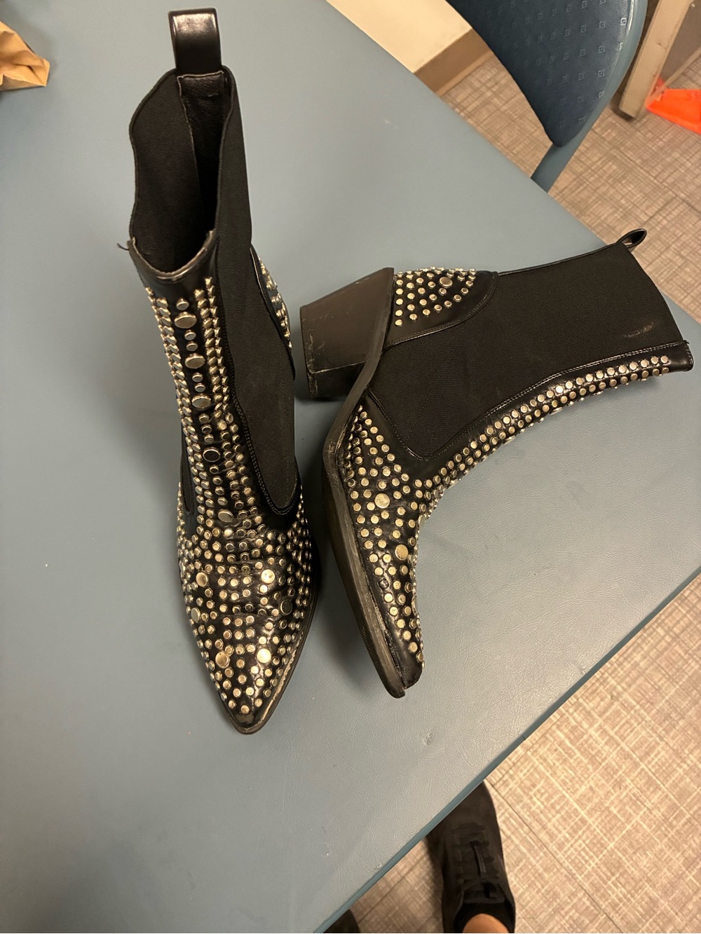 Black Studded Cowboy Boots - Women's Fashion Ankle Boot